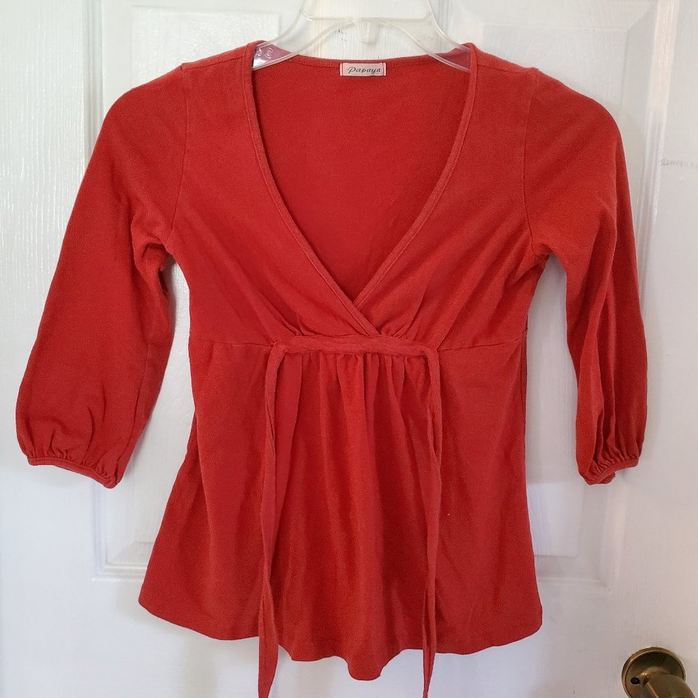 Rust colored 3/4 length tie top